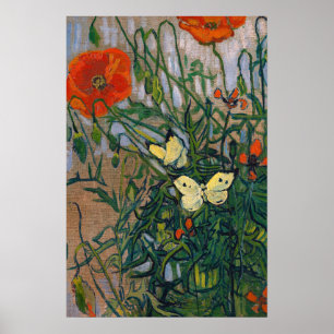 Affiche Vincent van Gogh - Butterflies and Poppies