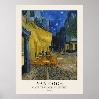 Affiche Vincent Van Gogh Célèbre Café Terrasse en soirée