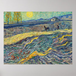 Affiche Vincent van Gogh - Champ avec des agriculteurs lab