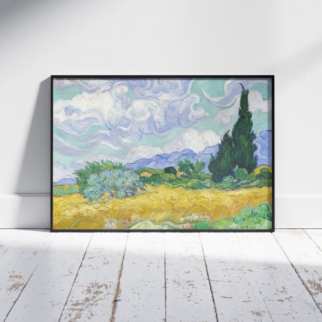 Affiche Vincent Van Gogh, Champ de blé avec cyprès (Créateur téléchargé)