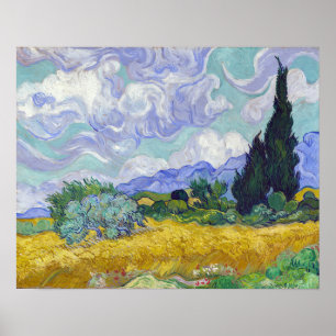 Affiche Vincent Van Gogh - Champ de blé avec cyprès