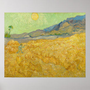 Affiche Vincent van Gogh - Champ de blé avec un moissonneu