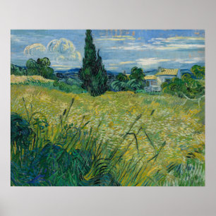 Affiche Vincent van Gogh Champ de blé vert avec Cypress
