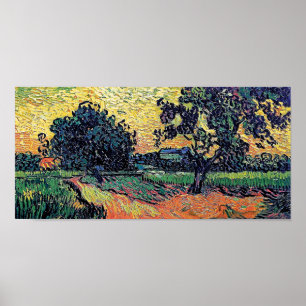 Affiche Vincent Van Gogh - Château D'Auvers Au Coucher Du 