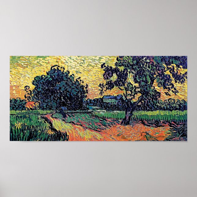 Affiche Vincent Van Gogh - Château D'Auvers Au Coucher Du  (Devant)