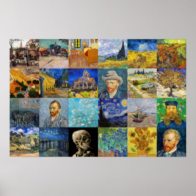 Affiche Vincent van Gogh - chefs-d'oeuvre Mosaic Patchwork (Devant)