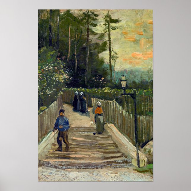 Affiche Vincent van Gogh - Chemin en pente à Montmartre (Devant)