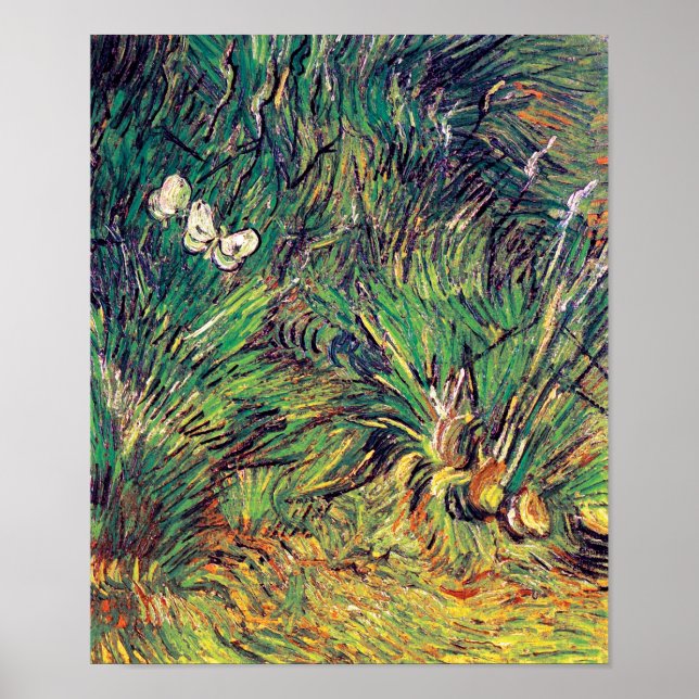 Affiche Vincent Van Gogh - Deux papillons blancs Beaux-Art (Devant)