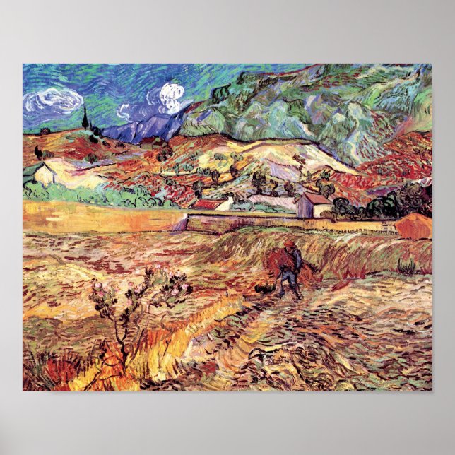 Affiche Vincent Van Gogh - Enclosed Wheat Field Fine Art (Devant)
