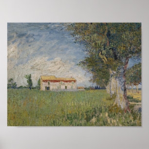 Affiche Vincent van Gogh - Farmhouse in a Wheat Field