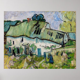Affiche Vincent van Gogh - Farmhouse with Two Figures