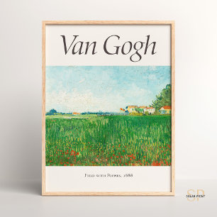 Affiche Vincent van Gogh Field avec des pavots Art Imprime