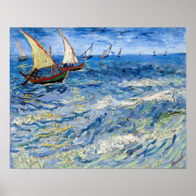 Affiche Vincent van Gogh - La mer aux Saintes-Maries (Devant)
