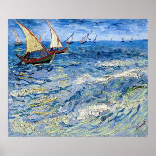 Affiche Vincent van Gogh - La mer aux Saintes-Maries (Devant)