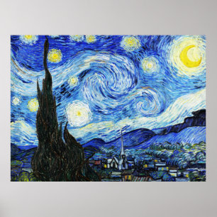 Affiche Vincent Van Gogh, La Nuit étoilée peinture