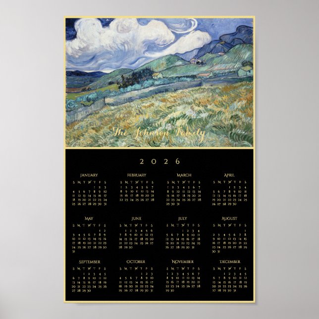 Affiche Vincent Van Gogh Landscape France 2026 Calendar (Devant)