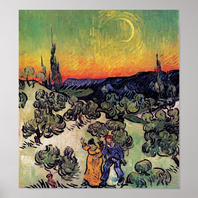 Affiche Vincent Van Gogh - Landscape With Couple Fine Art (Devant)