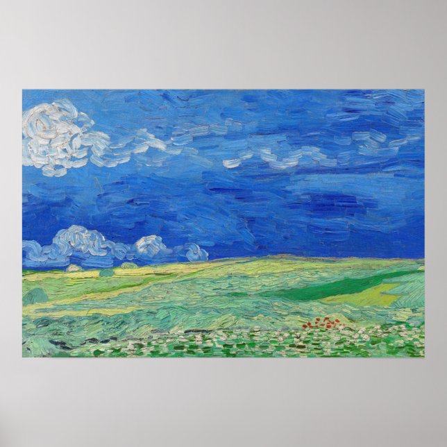 Affiche Vincent van Gogh - Les champs de roues sous Thunde (Devant)