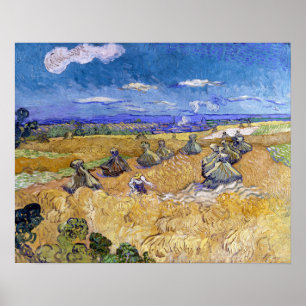 Affiche Vincent van Gogh - Meules de blé avec des faucheur