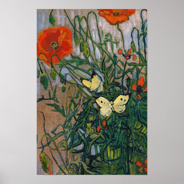 Affiche Vincent van Gogh - Papillons et papillons (Devant)