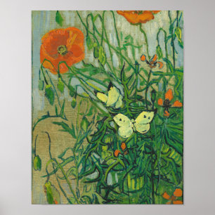 Affiche Vincent van Gogh - papillons et pavots 1er avril