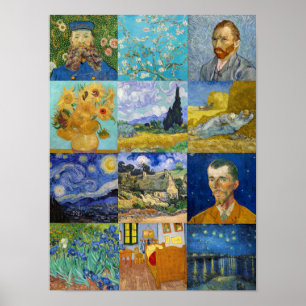Affiche Vincent Van Gogh - Patchwork de chefs-d'œuvre