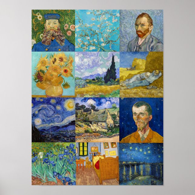 Affiche Vincent Van Gogh - Patchwork de chefs-d'œuvre (Devant)