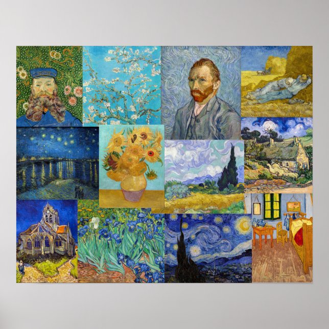 Affiche Vincent Van Gogh - Patchwork de chefs-d'œuvre (Devant)