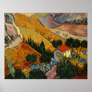 Affiche Vincent van Gogh   Paysage avec Maison & Plowman