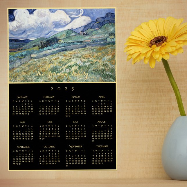 Affiche Vincent Van Gogh Paysage France 2025 Calendrier (Vincent Van Gogh Landscape France 2025 Calendar Poster)