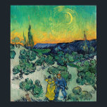 Affiche Vincent van Gogh - Paysage Lune avec couple<br><div class="desc">Paysage de la Lune / Couple Walking parmi les oliviers dans un paysage montagneux avec Crescent Moon - Vincent van Gogh,  Huile sur toile,  1890</div>