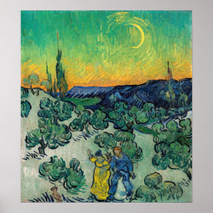 Affiche Vincent van Gogh - Paysage Lune avec couple