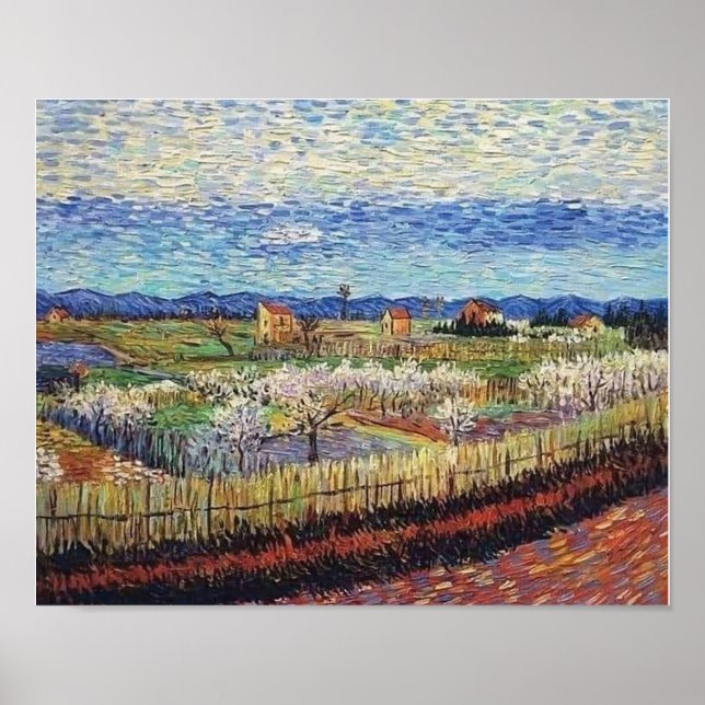 Affiche Vincent Van Gogh - Pêchers en fleurs Beaux-arts (Devant)