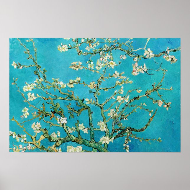 Affiche Vincent Van Gogh peignant Floraisons d'amandiers (Devant)