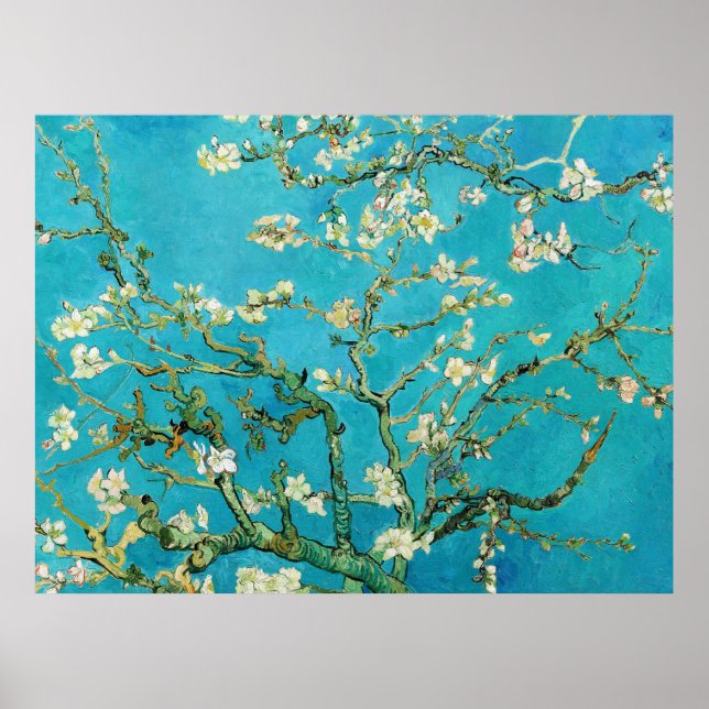 Affiche Vincent Van Gogh peignant Floraisons d'amandiers (Devant)