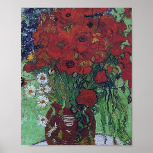 Affiche Vincent Van Gogh - Pépites rouges et marguerites (Devant)