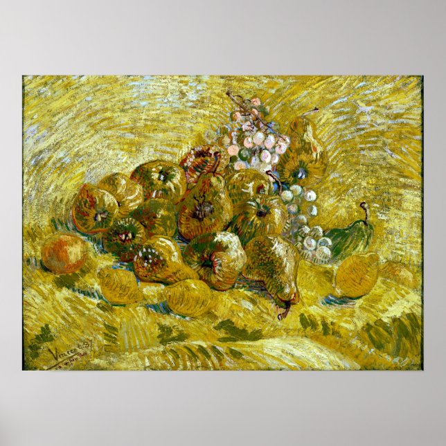 Affiche Vincent van Gogh Quinces, citrons, poires et raisi (Devant)