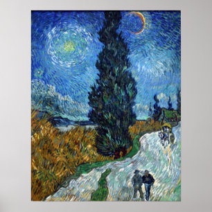 Affiche Vincent van Gogh Road avec Cypress et Star