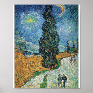 Affiche Vincent Van Gogh - Road with Cypress and Star