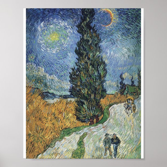 Affiche Vincent Van Gogh - Route avec Cypress et Star (Devant)