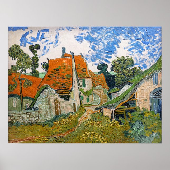 Affiche Vincent van Gogh - Rue à Auvers-sur-Oise (Devant)