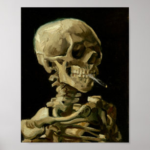 Affiche Vincent Van Gogh Skeleton avec une cigarette en fe