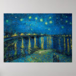 Affiche Vincent Van Gogh Starry Night Over the Rhone<br><div class="desc">Le chef-d'oeuvre Van Gogh Starry Night - Un tableau de Vincent Van Gogh,  Starry Night Over the Rhone,  montre une nuit remplie d'étoiles,  et un pont. Peint à Arles France la nuit,  peint en 1888.</div>