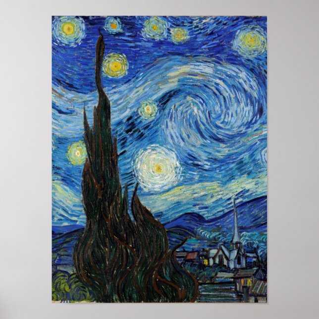 Affiche Vincent Van Gogh Starry Nuit Vintage Art (Devant)