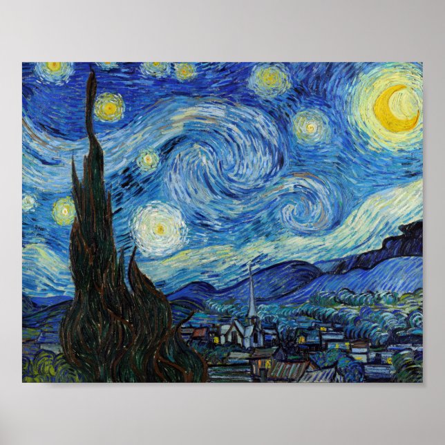 Affiche Vincent Van Gogh Starry Nuit Vintage Art (Devant)