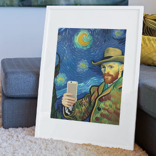 Affiche Vincent Van Gogh Starry Selfie Nuit Par Ricaso