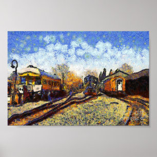 Affiche Vincent van Gogh, station de train