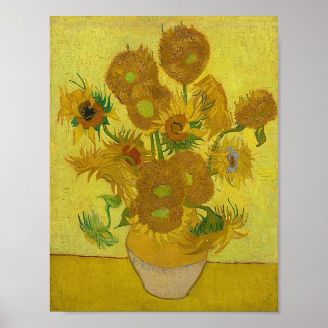 Affiche Vincent Van Gogh Sunflowers Arrière - plan jaune (Devant)