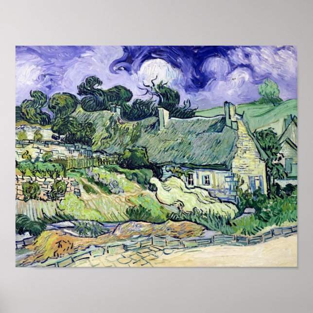 Affiche Vincent van Gogh | Thatched cottages at Cordeville (Devant)