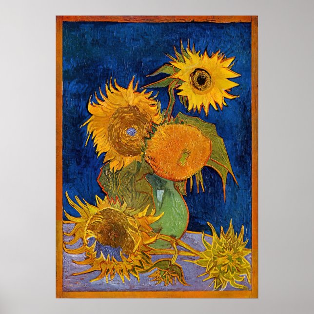 Affiche Vincent van Gogh - Vase avec cinq tournesols (Devant)